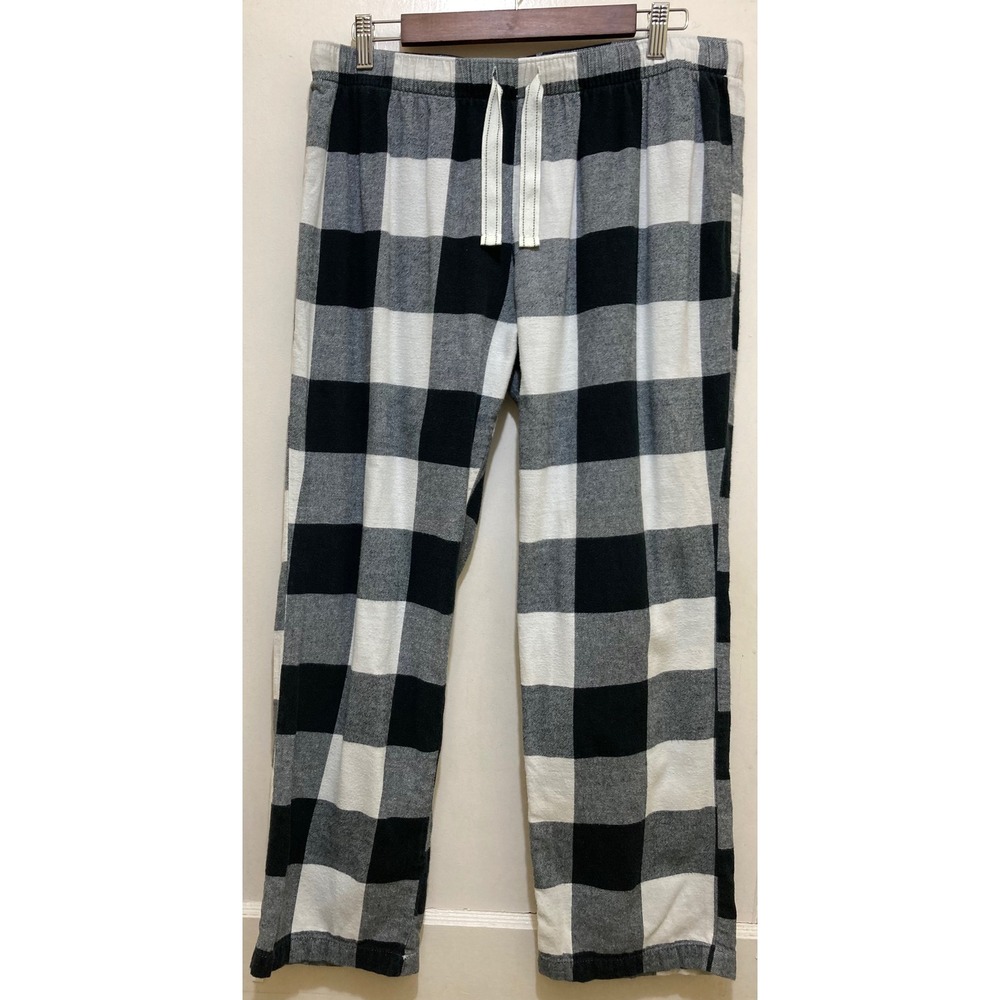 Old Navy Mens Plaid Flannel Pajama Pants Lounge Sleepwear Size Large Black White